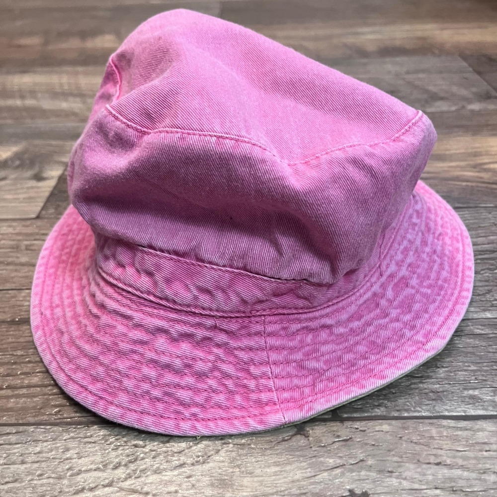 Hanna Andersson Kids Reversible Bucket Hat Pink Lime Green 100% Cotton OS